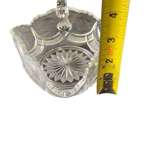 Vintage Fostoria American Glass Triangle Candy Nappy Dish with Handle - An Elega - Picture 6 of 14